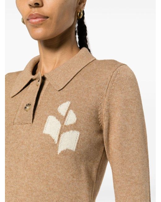 Isabel Marant Natural Nola Cotton Blend Polo Shirt