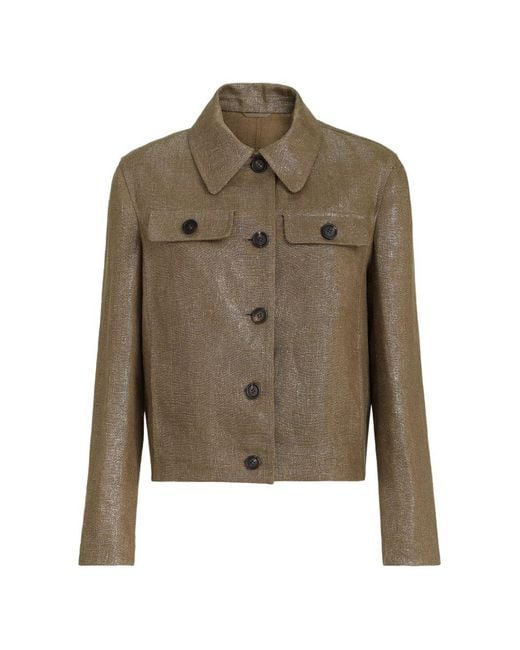 Brunello Cucinelli Green Linen Cropped Jacket