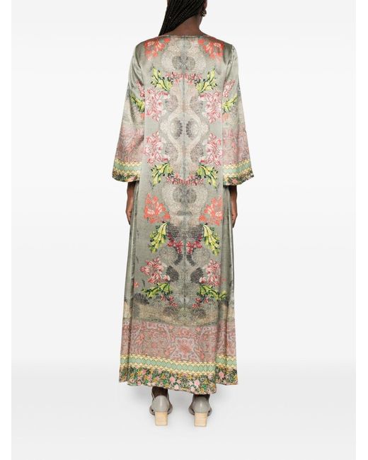 Pierre Louis Mascia Green Printed Silk Dress