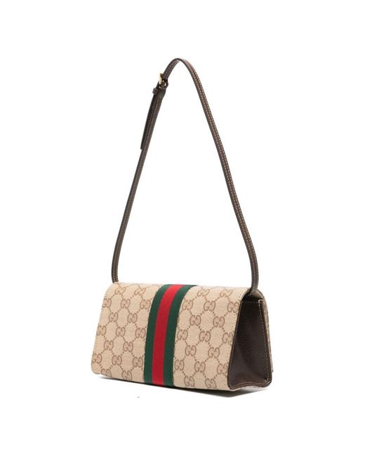 Mini Pouch Con Dettaglio Web di Gucci in White