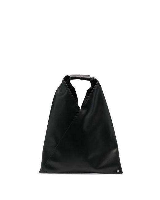 MM6 by Maison Martin Margiela Leather Small Triangle Tote Bag in Black ...