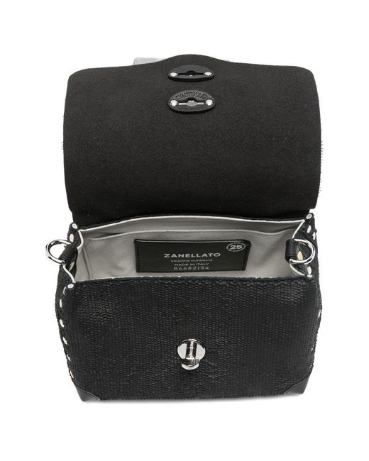 Zanellato Black Postina Cbi Baby Leather Handbag