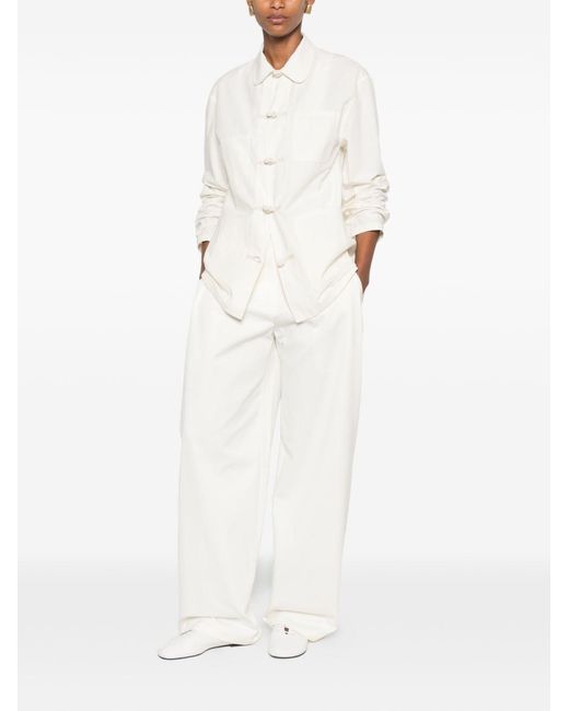 The Row White Galileo Wide-Leg Trousers