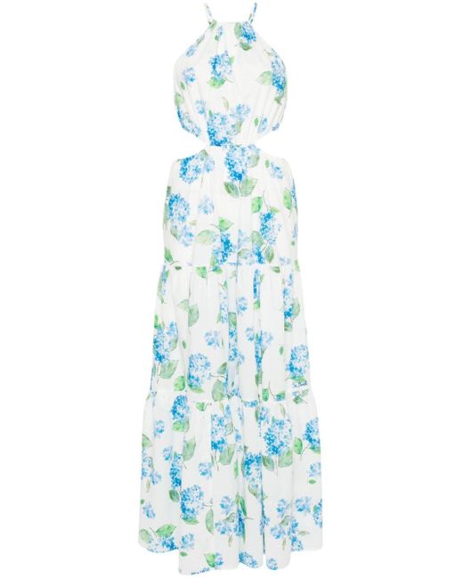 Mc2 Saint Barth Blue Kaby Floral-print Cotton Dress