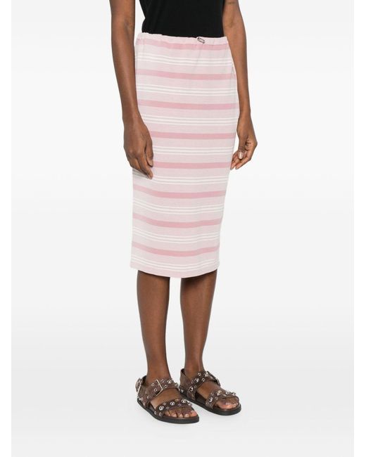 Prada Pink Striped Cotton Skirt