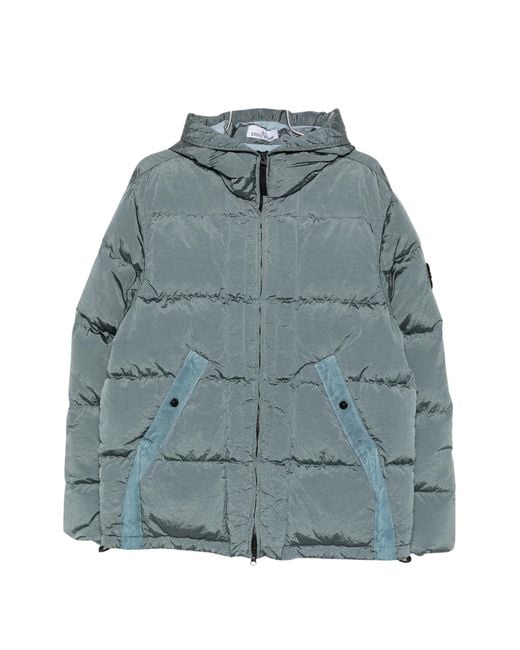 Stone Island Blue Padded Hooded Jacket for men