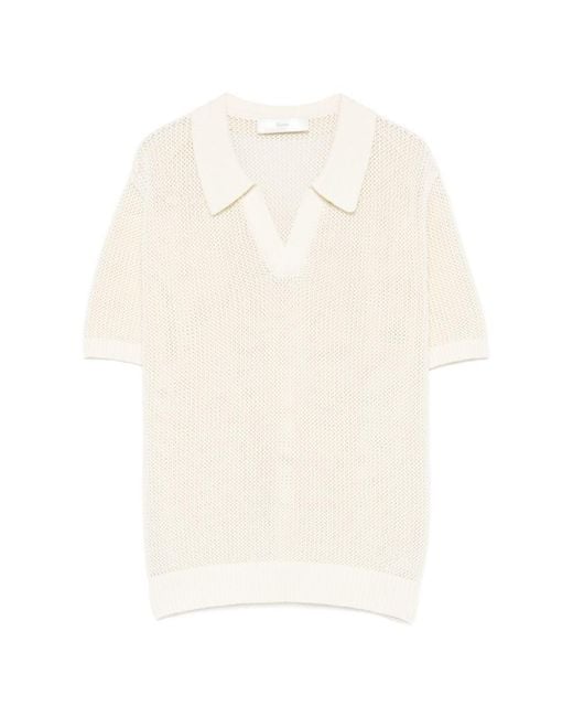 DUNST White Cotton And Linen Polo Shirt