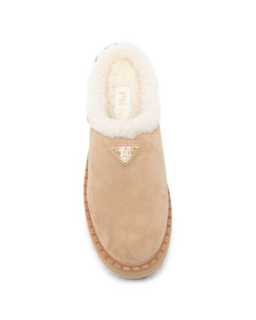 Prada Natural Suede Leather Slippers