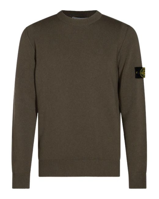 Stone Island Green Wool Sweater for men