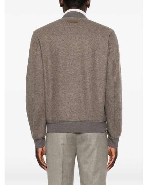 Brioni Brown Cashmere Bomber Jacket for men