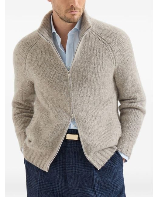 Brunello Cucinelli White Cashmere Cardigan for men
