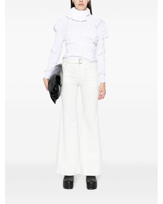 Sacai White Mid-rise Flared Jeans