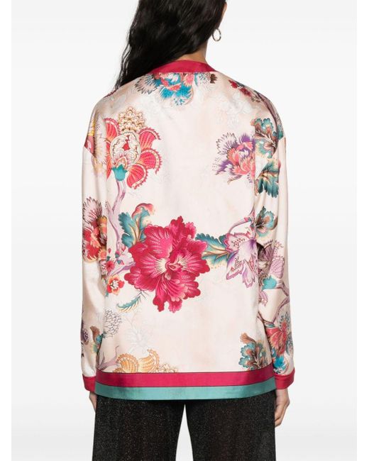 F.R.S For Restless Sleepers Pink Printed Silk Jacket