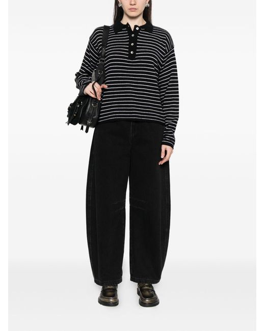Be You Black Cashmere Striped Polo Shirt