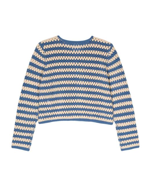 Semicouture Blue Striped Open-knit Cardigan