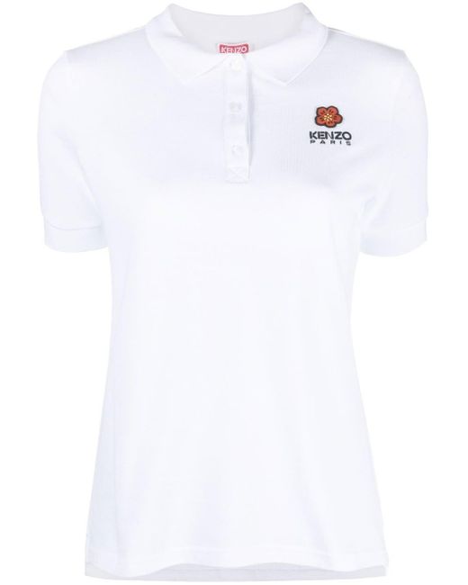 KENZO White Logo-embroidered Polo Shirt