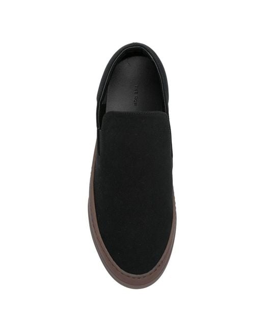 The Row Black Canvas Slip On Sneakers