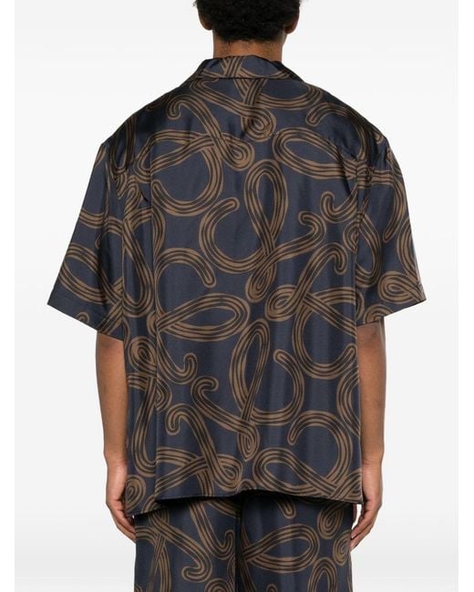 Loewe Gray Paula's Ibiza Printed Silk Shirt for men