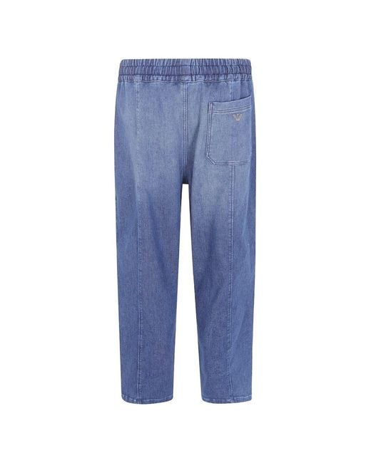 Emporio Armani Blue Wide-Leg Trousers for men