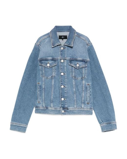 7 For All Mankind Blue Adi Denim Trucker Jacket