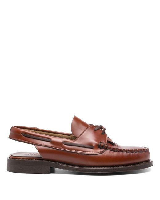 Hereu Brown Saler Leather Slingback Loafers
