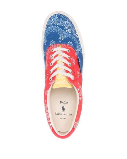 Polo Ralph Lauren Red Paisley-print Colourblock Sneakers for men