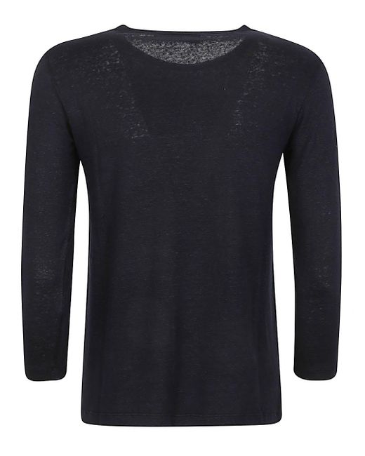 Base London Black Linen Jersey Long Sleeve T-shirt