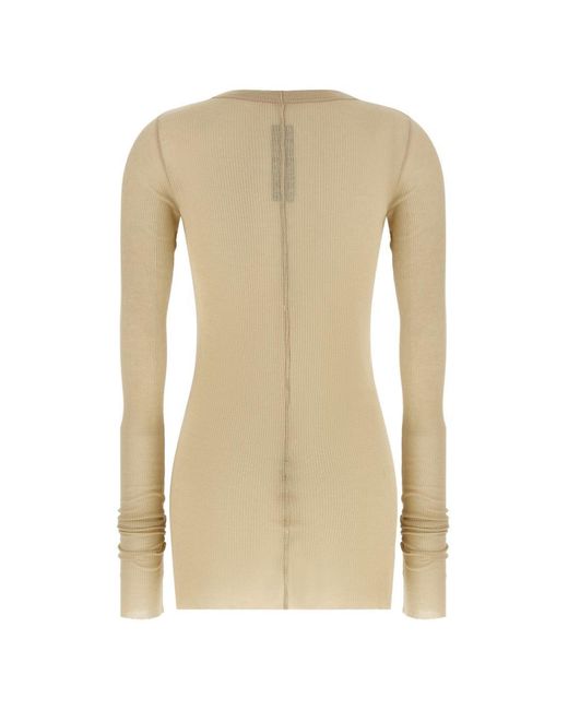 Rick Owens Natural Rib Ls Fitted Ribbed Top