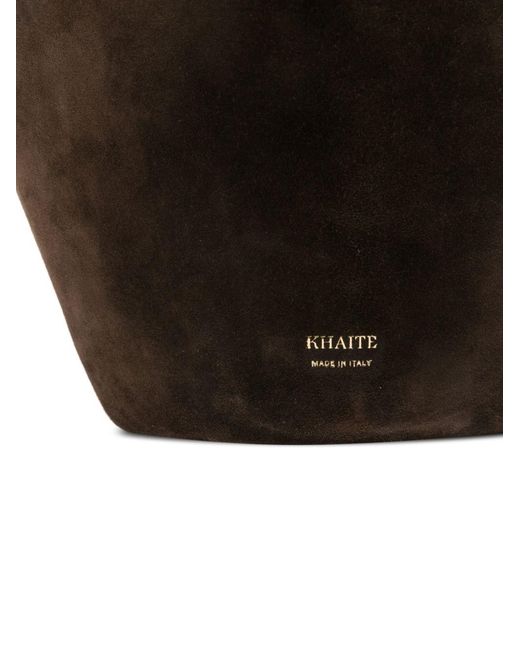 Khaite Brown Lotus Mini Leather Bucket Bag