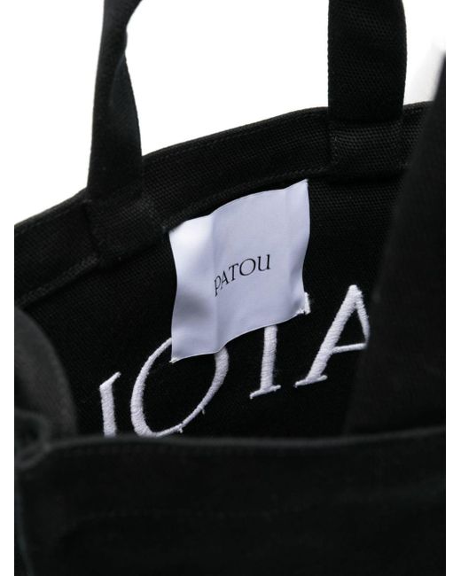 Patou Black Logo-embroidered Tote Bag