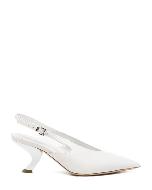 Vic Matié White Leather Slingbacks