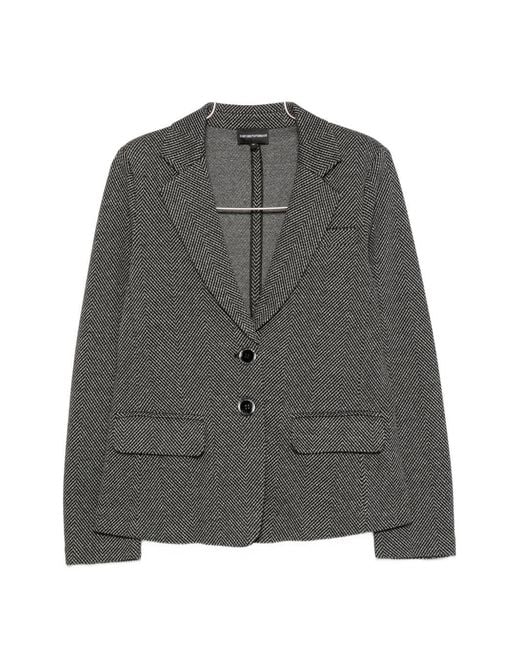 Emporio Armani Gray Cotton Single-Breasted Jacket