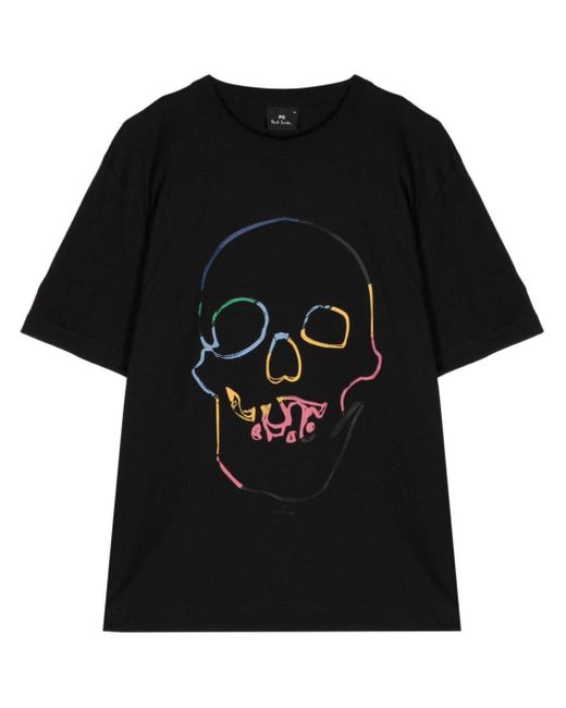 PS by Paul Smith Black Skull-print Cotton T-shirt for men