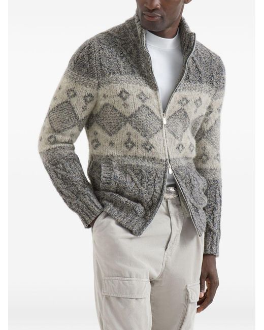 Brunello Cucinelli Gray Wool Cardigan for men