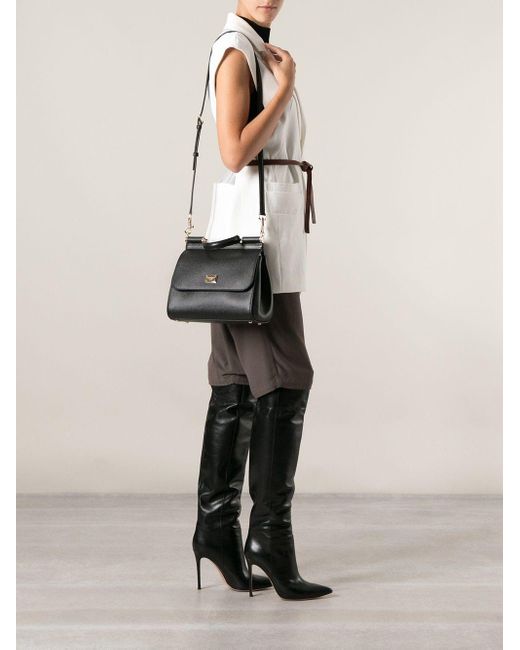 Dolce & Gabbana Black Sicily Large Leather Handbag
