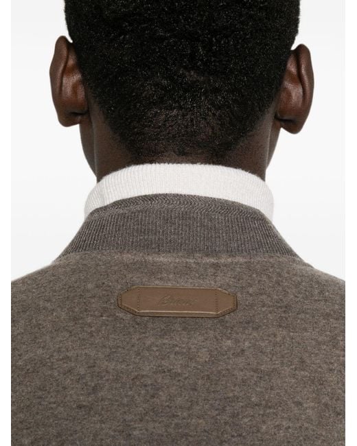 Brioni Brown Cashmere Bomber Jacket for men