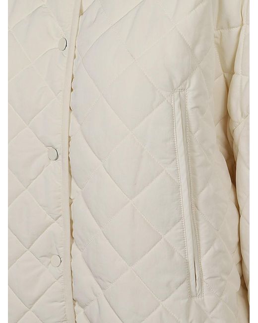 Sandbeige White Quilted Nylon Jacket