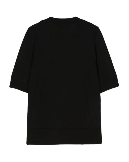 Wild Cashmere Black Silk And Cashmere Blend Half-sleeve Sweater