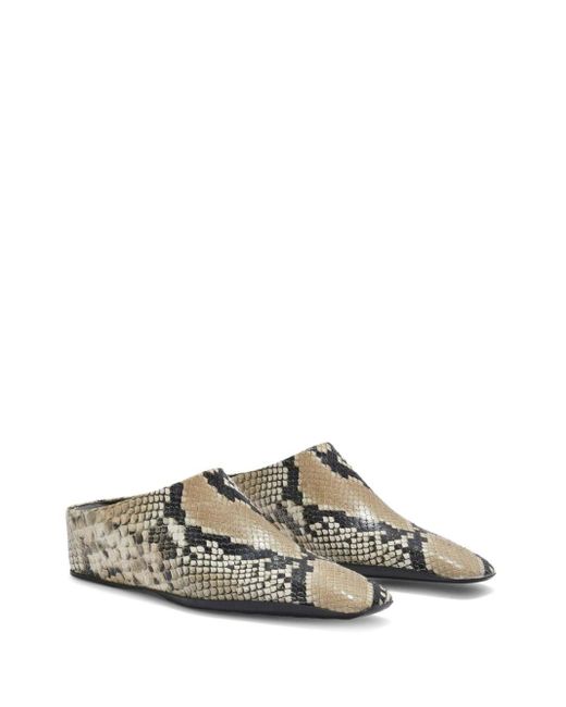 Jil Sander Natural Leather Mule With Python Print