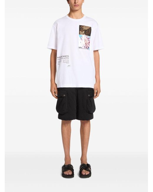 Dries Van Noten White Short Sleeve Graphic Print Crew Neck T-Shirt for men