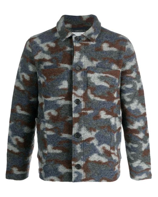 Universal Works Gray Camouflage-print Button-up Shirt Jacket for men