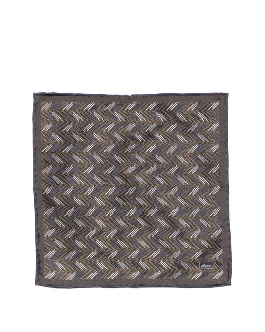 Brioni Gray Pritned Silk Foulard for men
