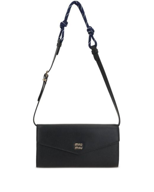 Borsa A Spalla Con Placca Logo di Miu Miu in Black
