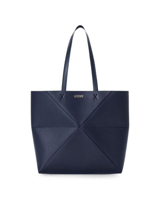 Loewe Blue Puzzle Fold Medium Leather Tote