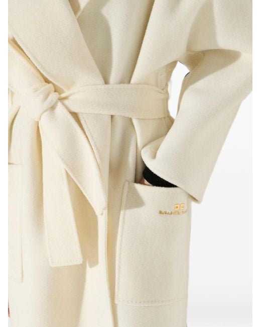 Elisabetta Franchi White Wool Long Coat