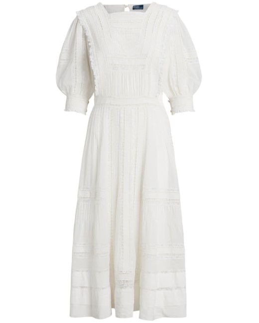 Polo Ralph Lauren White Lace-detailing Cotton Dress