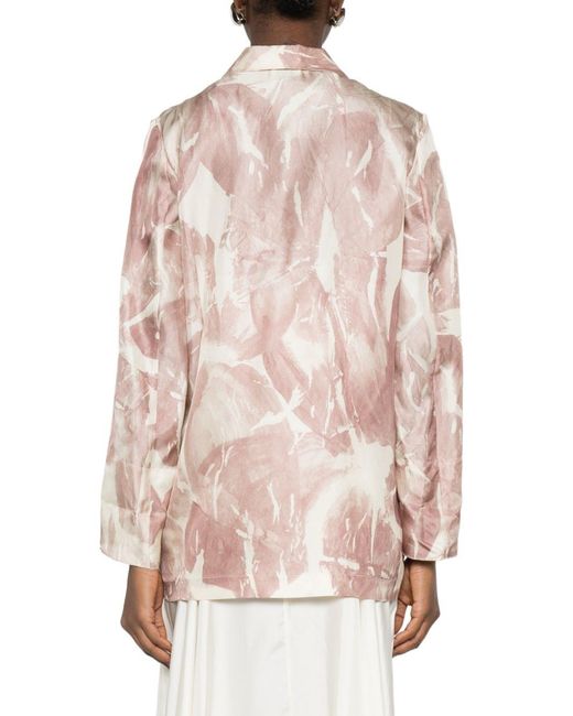 Alysi Pink Printed Single-Breasted Jacket