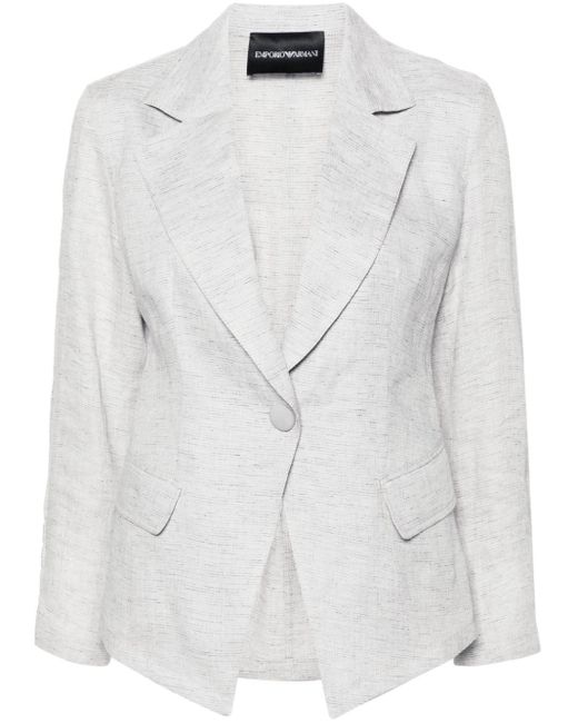 Emporio Armani White Linen Single-Breasted Blazer Jacket