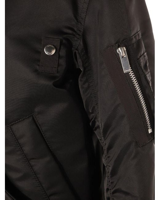 Sacai Black Jacket With Ruffled Hem And Adjustable Drawstring Waist