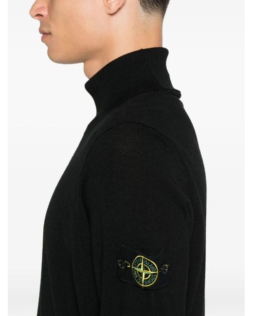 Stone Island Black Wool Turtleneck for men